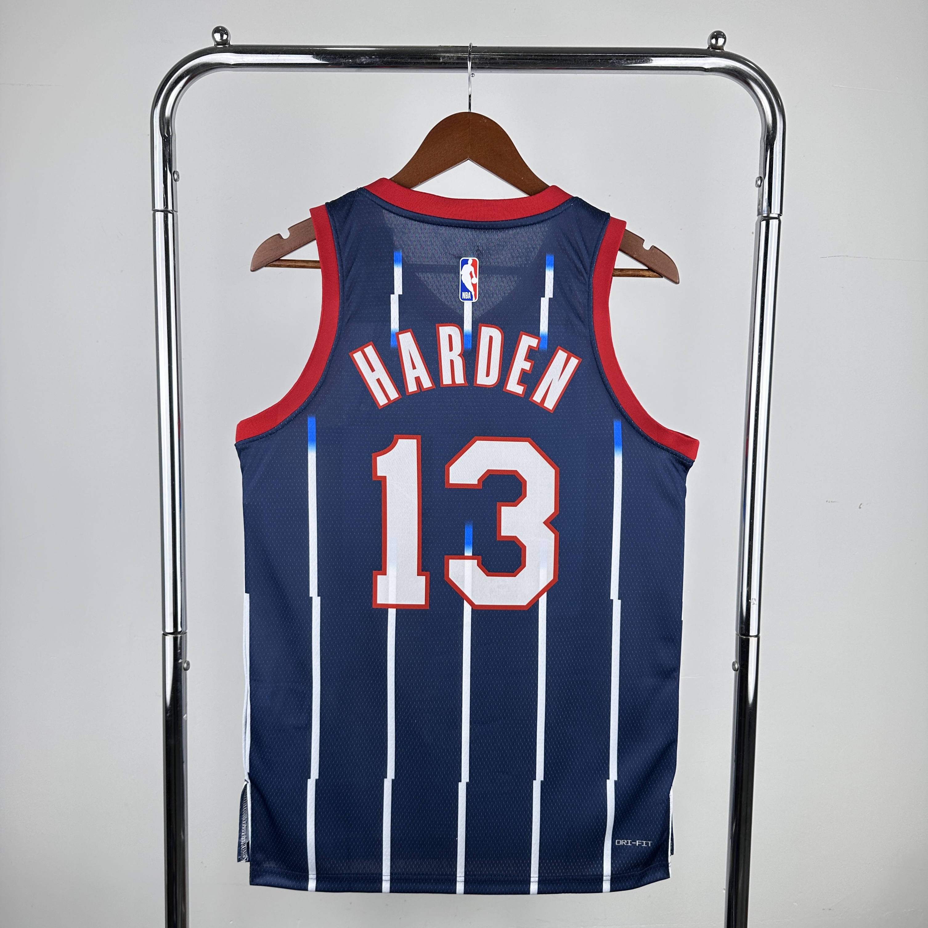 Men Houston Rockets #13 Harden Blue stripe City Edition Nike 2024 NBA Jersey->houston rockets->NBA Jersey